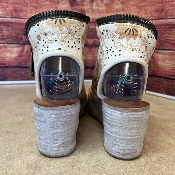 A.S.98 Leather Milk Peep Toe Wedge Espadrilles Sandal - Picture 4 of 16